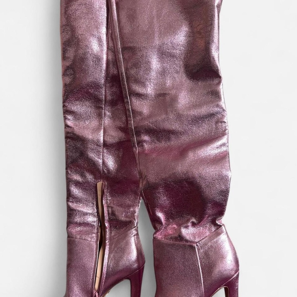 Brian Atwood Shimmering Pink Over-the-Knee Boots